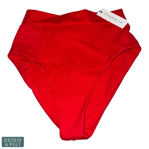 Vitamin A Red Bikini Set | BioSculpt Elena Bottom & Triangle Top Size Small NEW - Picture 4 of 7
